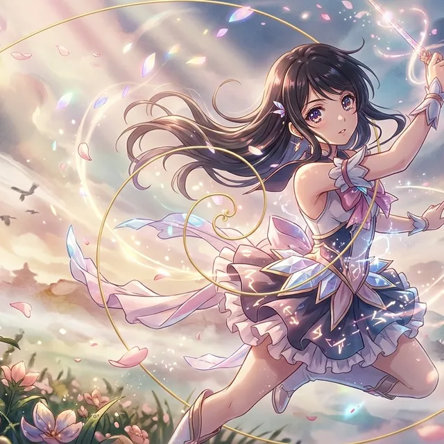 Golden Spiral Magical Girl Anime Key Visual