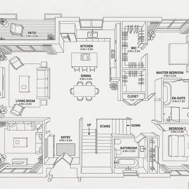 Infographic / Edu Visual - Modern Home Interior Architectural Blueprint Prompt