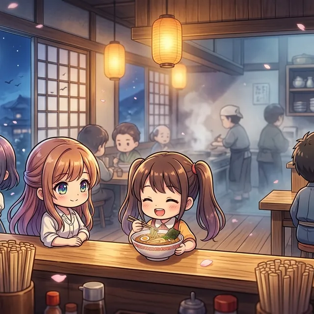 Ukiyo-e Chibi Ramen Night Key Visual