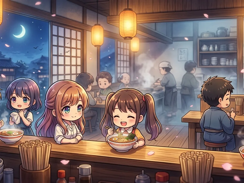 Ukiyo-e Chibi Ramen Night Key Visual