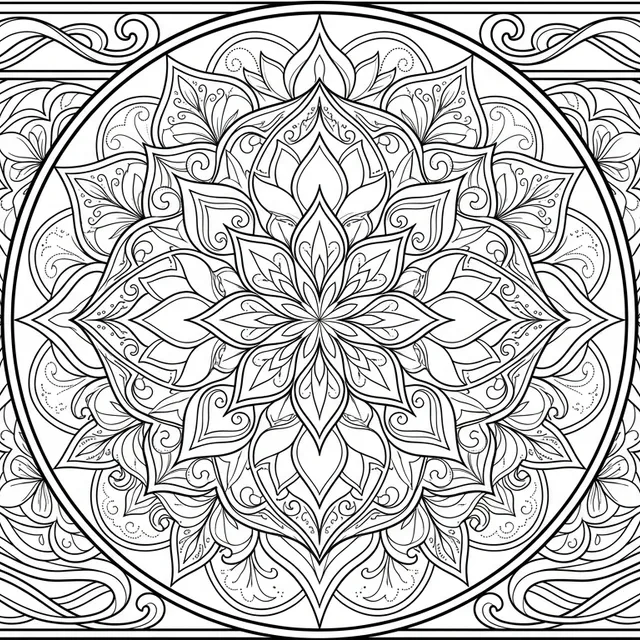 Ukiyo-e Mandala Vector Coloring Page