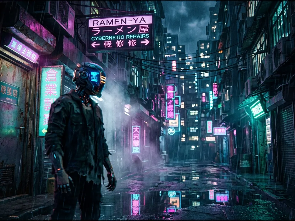 Hyper-Real Cyberpunk Neon Hacker Hideout