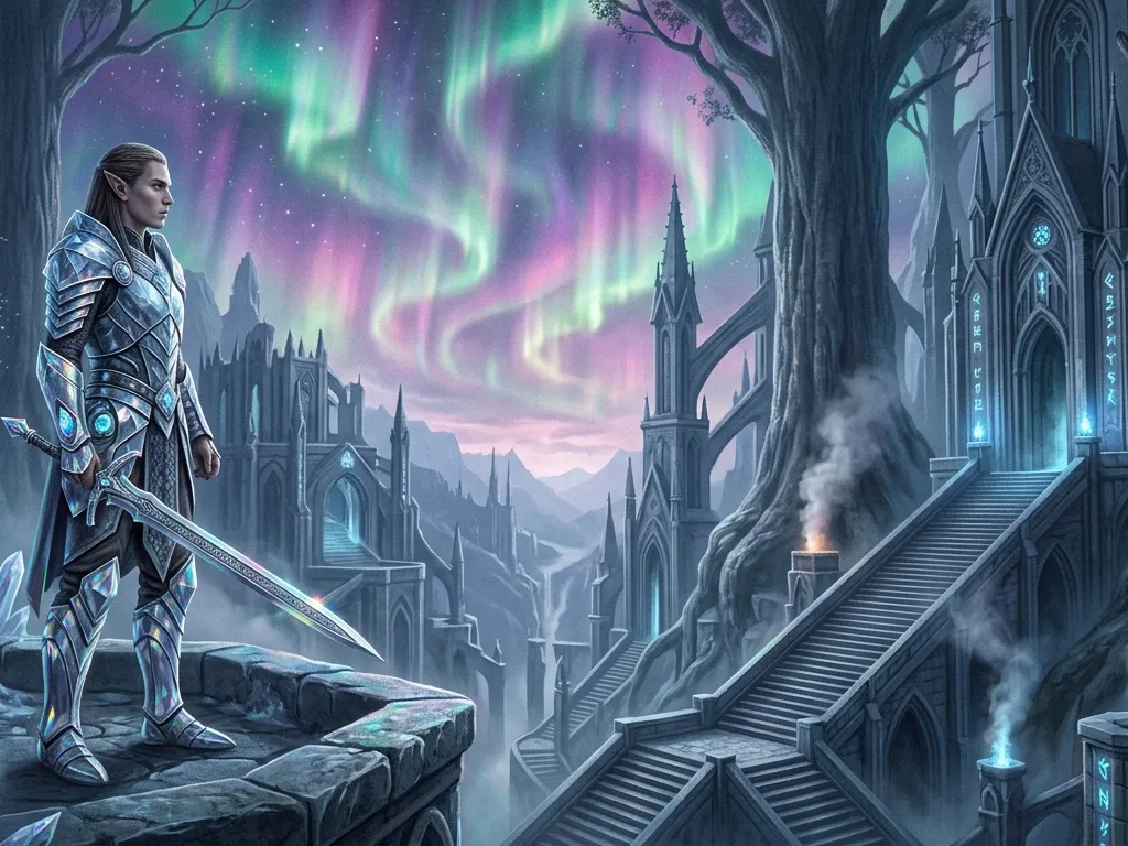 Prismatic Aurora Elven Warrior Matte Masterpiece