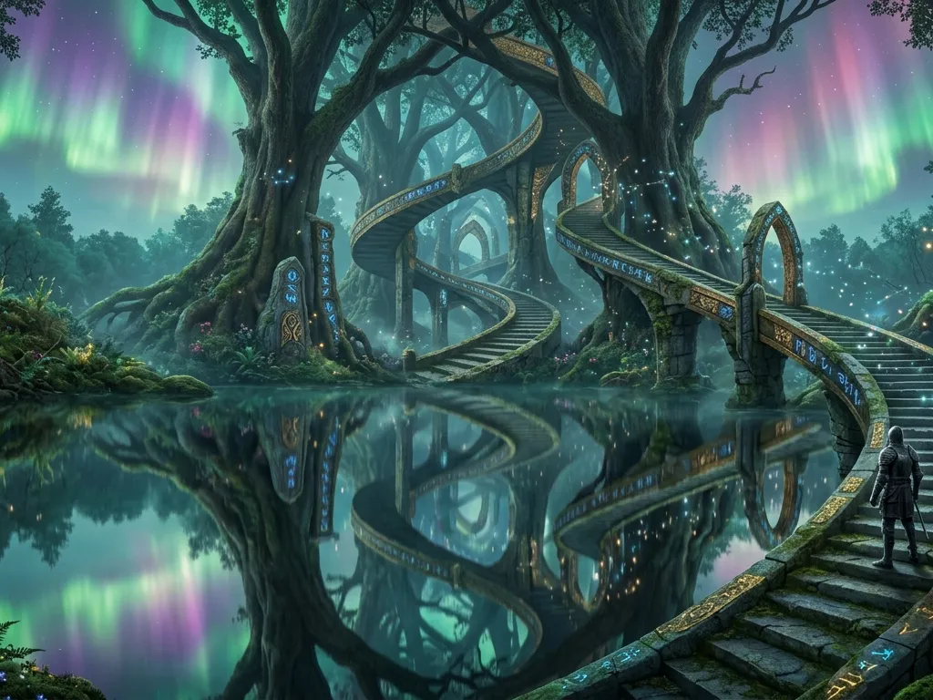 Symmetrical Aurora Fantasy Forest Macro