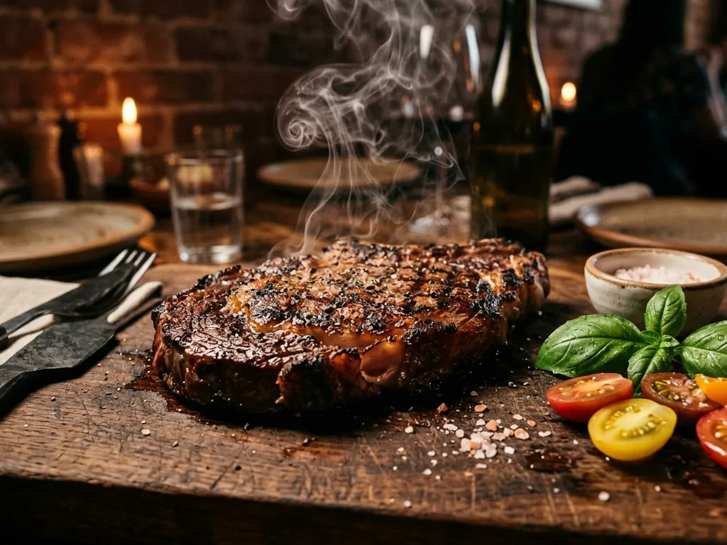 Cinematic Golden Hour Gourmet Steak Shot