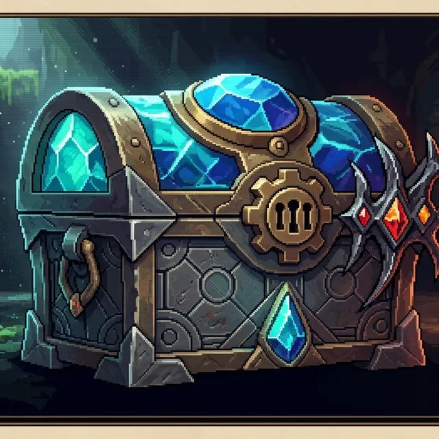Cinematic Pixel Retro Treasure Chest Concept