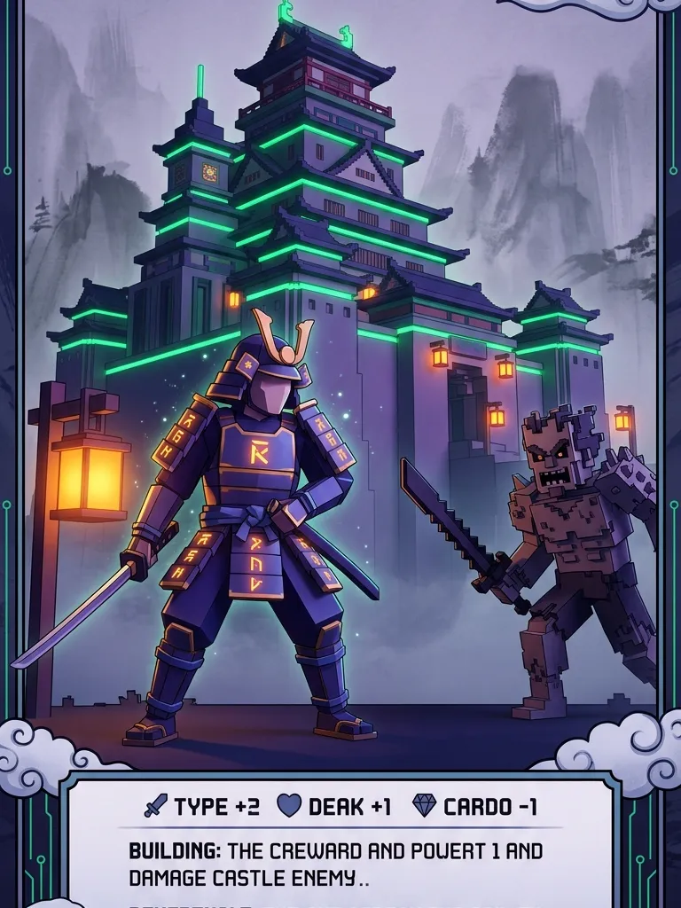 Ukiyo-Vaporwave Low-Poly Voxel Castle