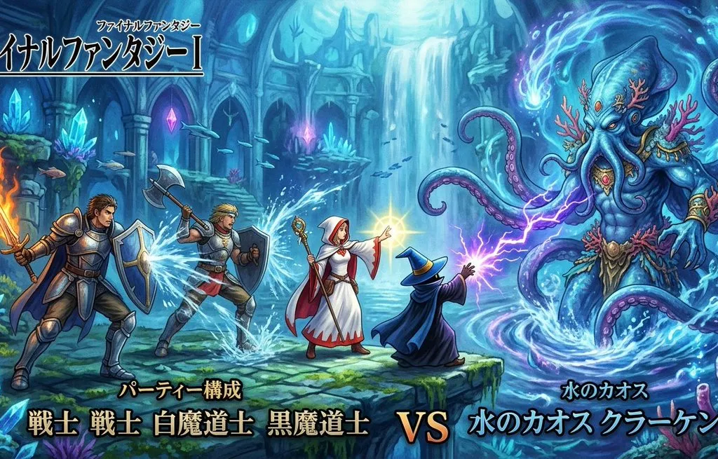 Game Asset - Final Fantasy Party vs. Kraken Image Generation
