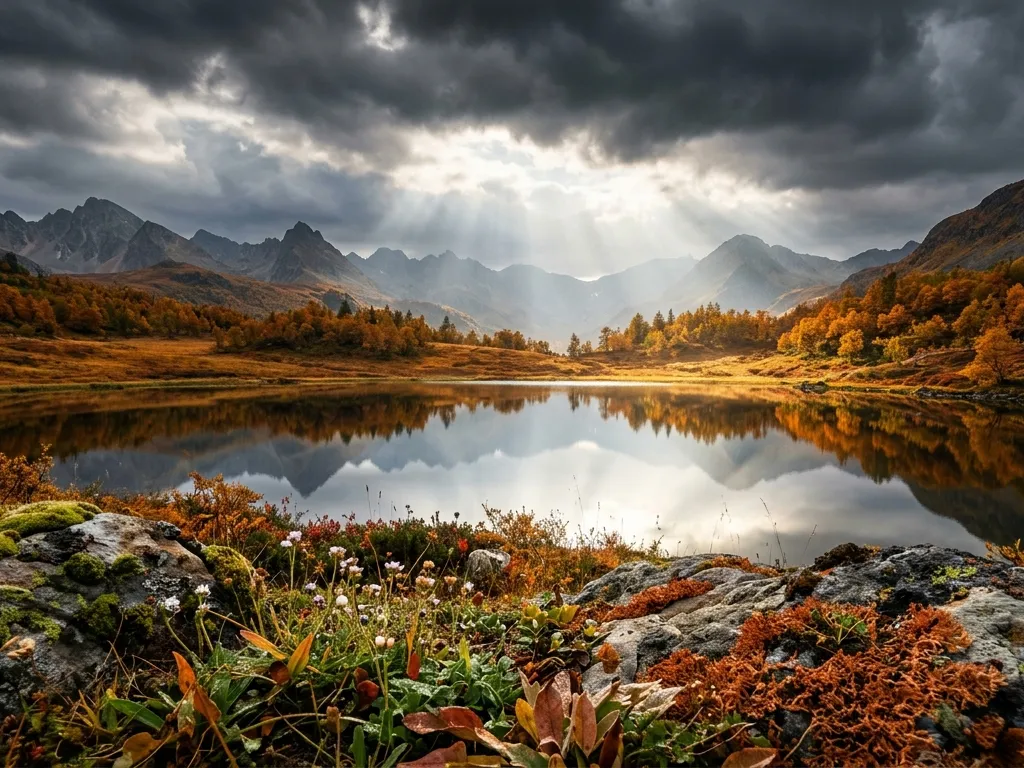 Ukiyo-e Autumn Storm Mirror Panorama