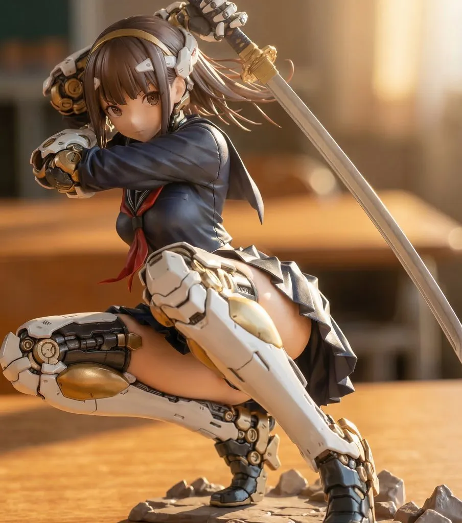 Game Asset - Samurai Mecha Girl Figure