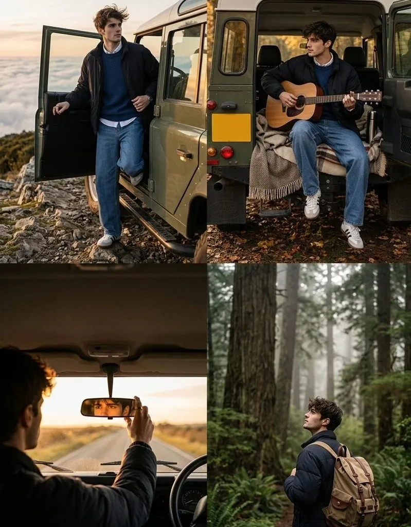 Product Marketing - Cinematic Road Trip Collage with Identity Preservation