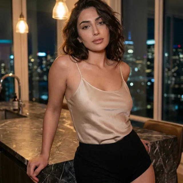 Profile / Avatar - Low-Light Kitchen Portrait (Persian/Middle Eastern)