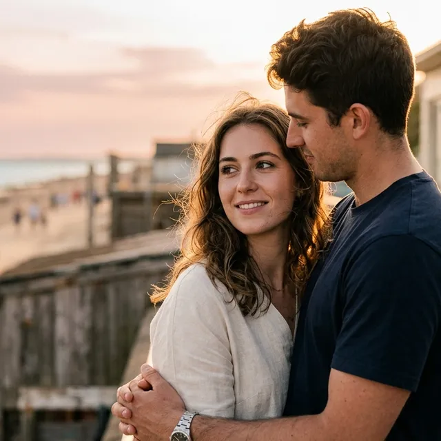 Couple Photo in Golden Hour Light