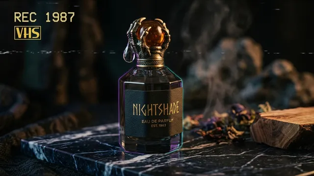 Dark Fantasy Synthwave Perfume Macro Portrait