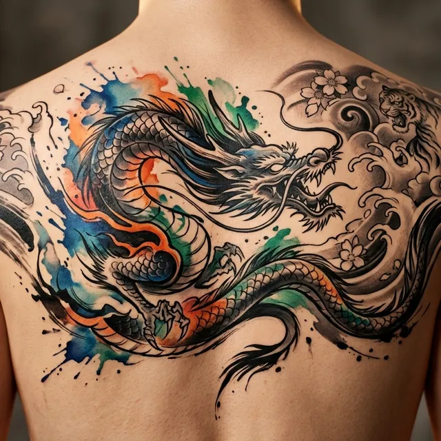 Ukiyo-e Watercolor Irezumi Tattoo Splash